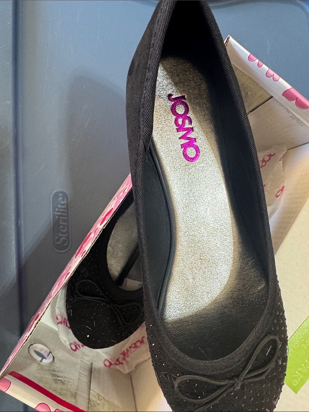 Josmo Black Studded Bow Ballet Flats